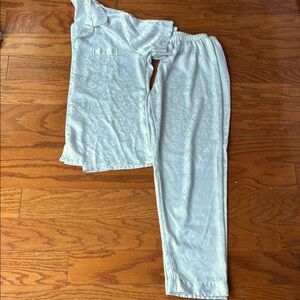 White Leopard Print Satin Pajama Set